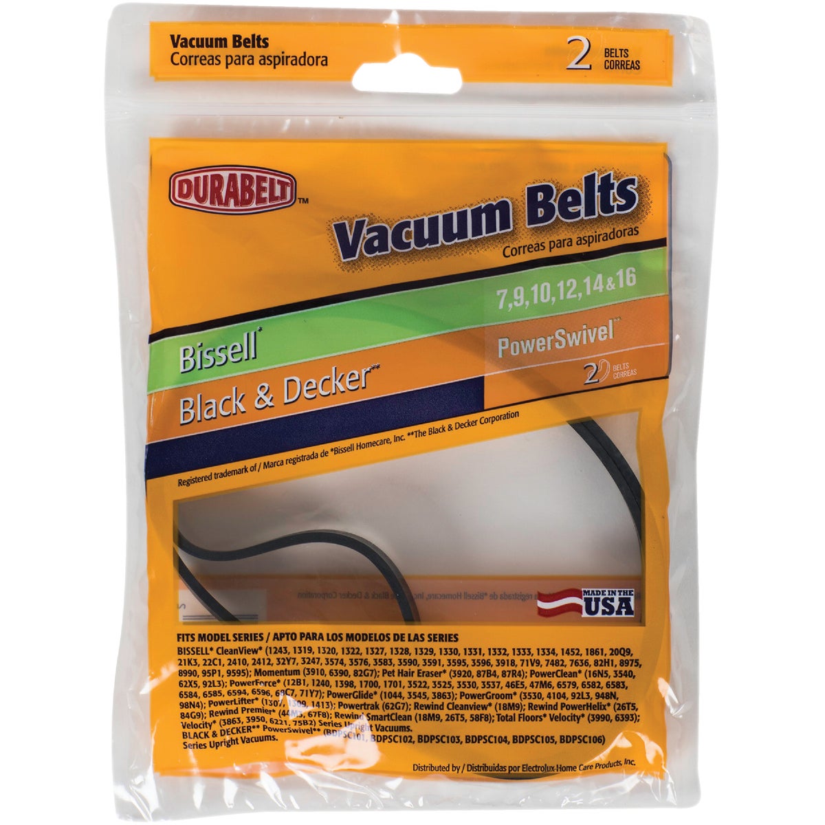 Durabelt Bissell Style Type 7, 9, 10, 12, & 14 CleanView, Momentum, and Pet Hair Eraser Model Vacuum Cleaner Belt (2-Pack)