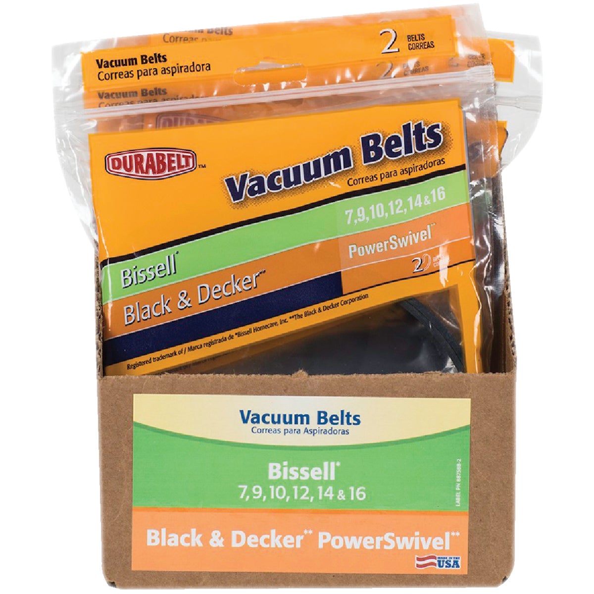 Durabelt Bissell Style Type 7, 9, 10, 12, & 14 CleanView, Momentum, and Pet Hair Eraser Model Vacuum Cleaner Belt (2-Pack)