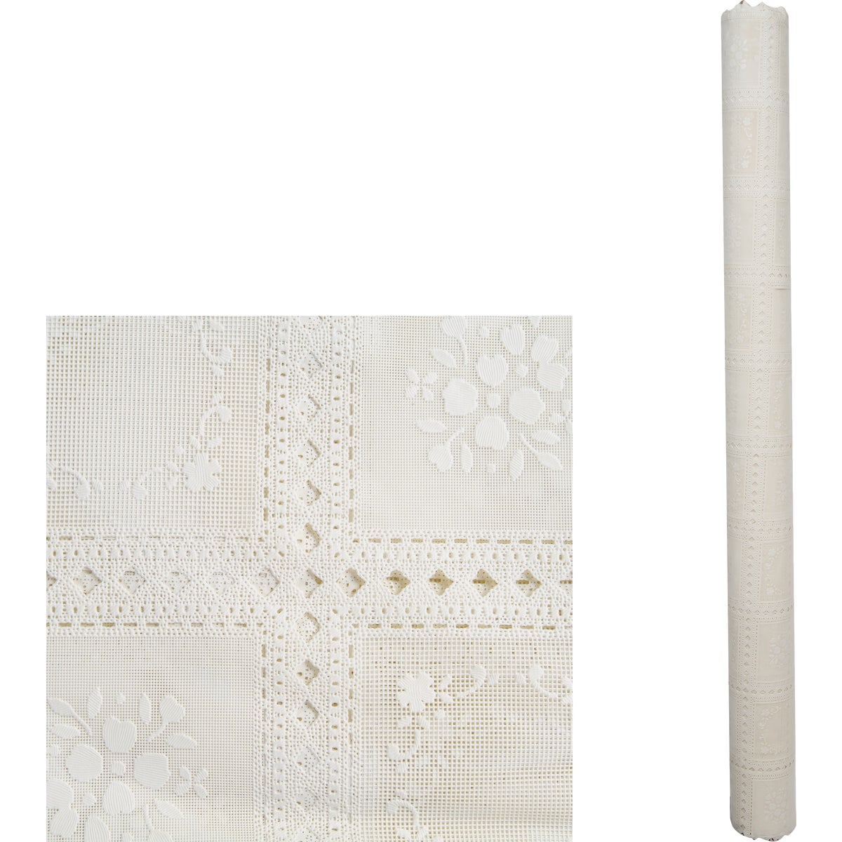 Magic Cover 54 In. x 15 Yd. Ivory Country Lace Pattern Yard Goods Decorative & Versatile Covering