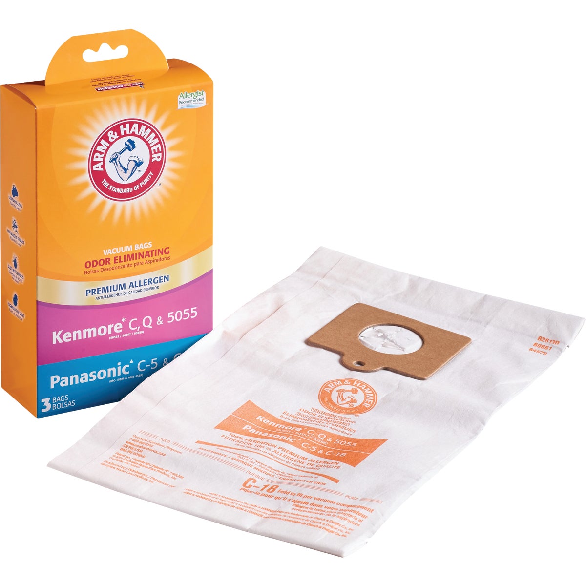 Arm & Hammer Kenmore C, Q & 5005/Panasonic C-5 and C-18 Premium Allergen Vacuum Bag (3-Pack)