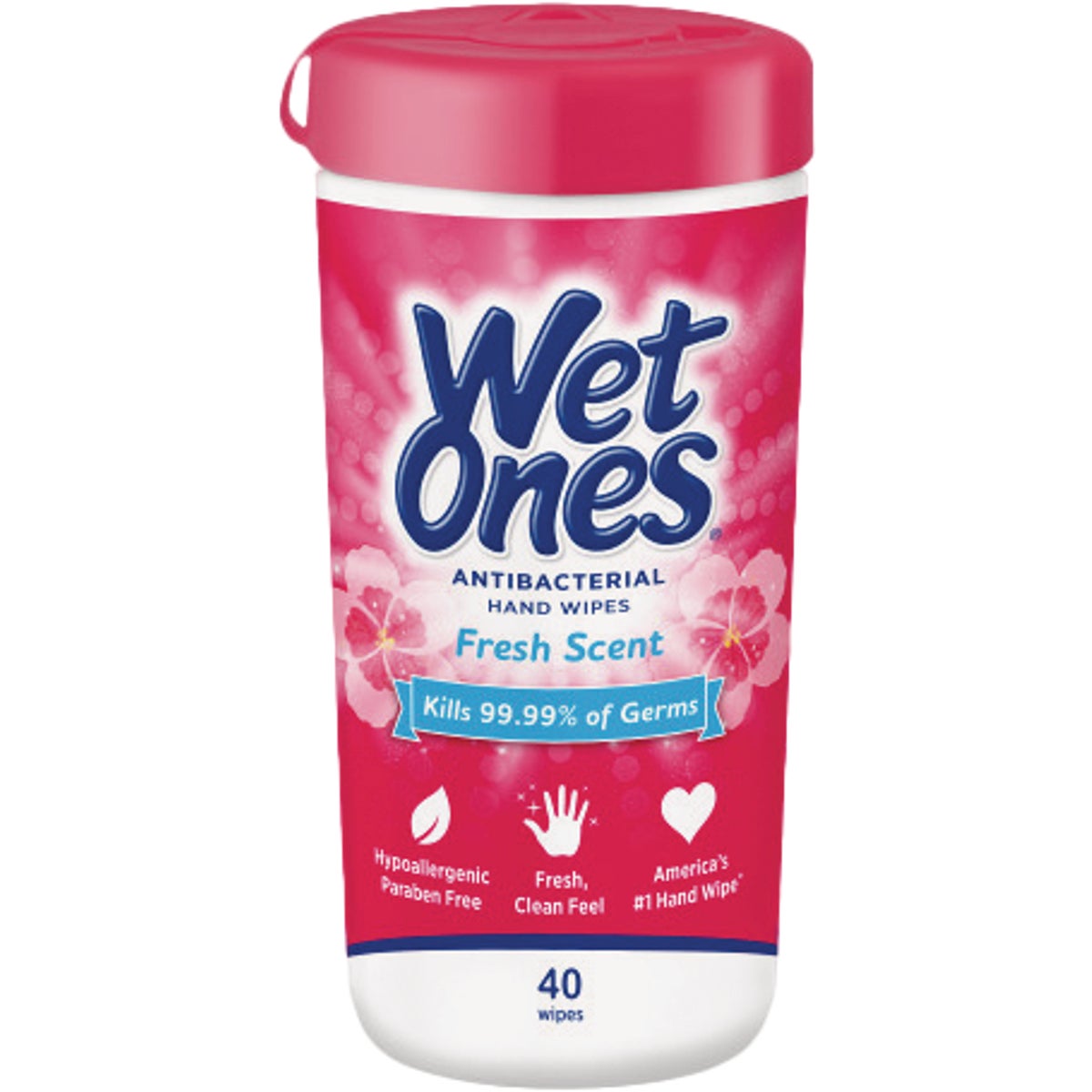 Wet Ones Antibacterial Hand Cleaning Wipes Canister (40 Count)