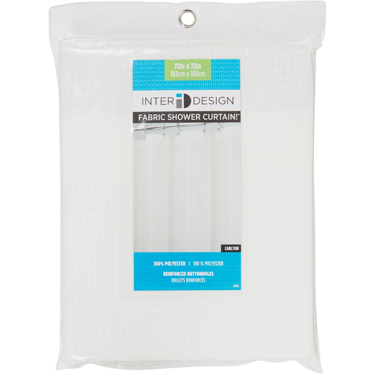 iDesign 72 In. x 72 In. Carlton Off-White Button Hole Polyester Shower Curtain