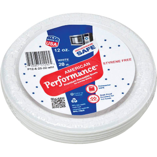 American Performance 12 Oz. White Plastic Bowls (25 Count)