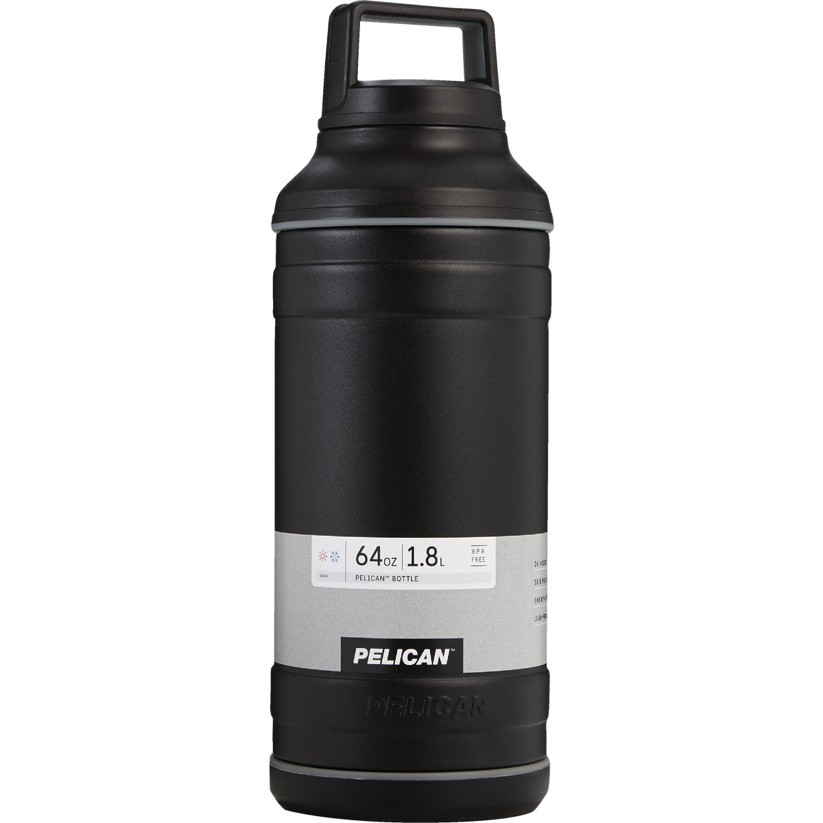 Pelican 64 Oz. Black Stainless Steel Travel Bottle