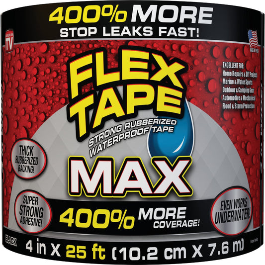 Flex Tape Max 4 In. x 25 Ft. Repair Tape, Black