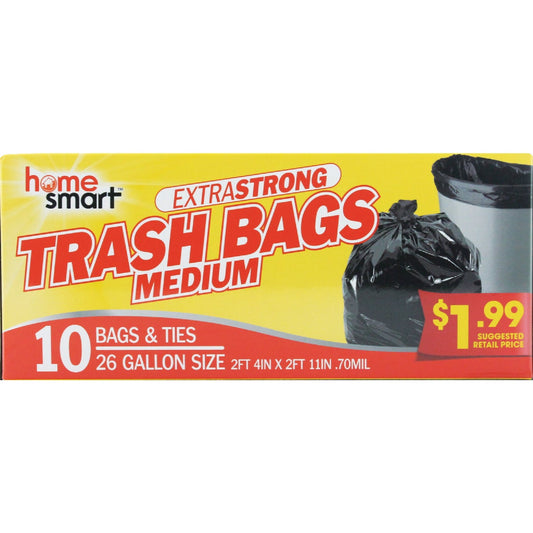 Home Smart 26 Gal. Large Black Trash Bag (10-Count)