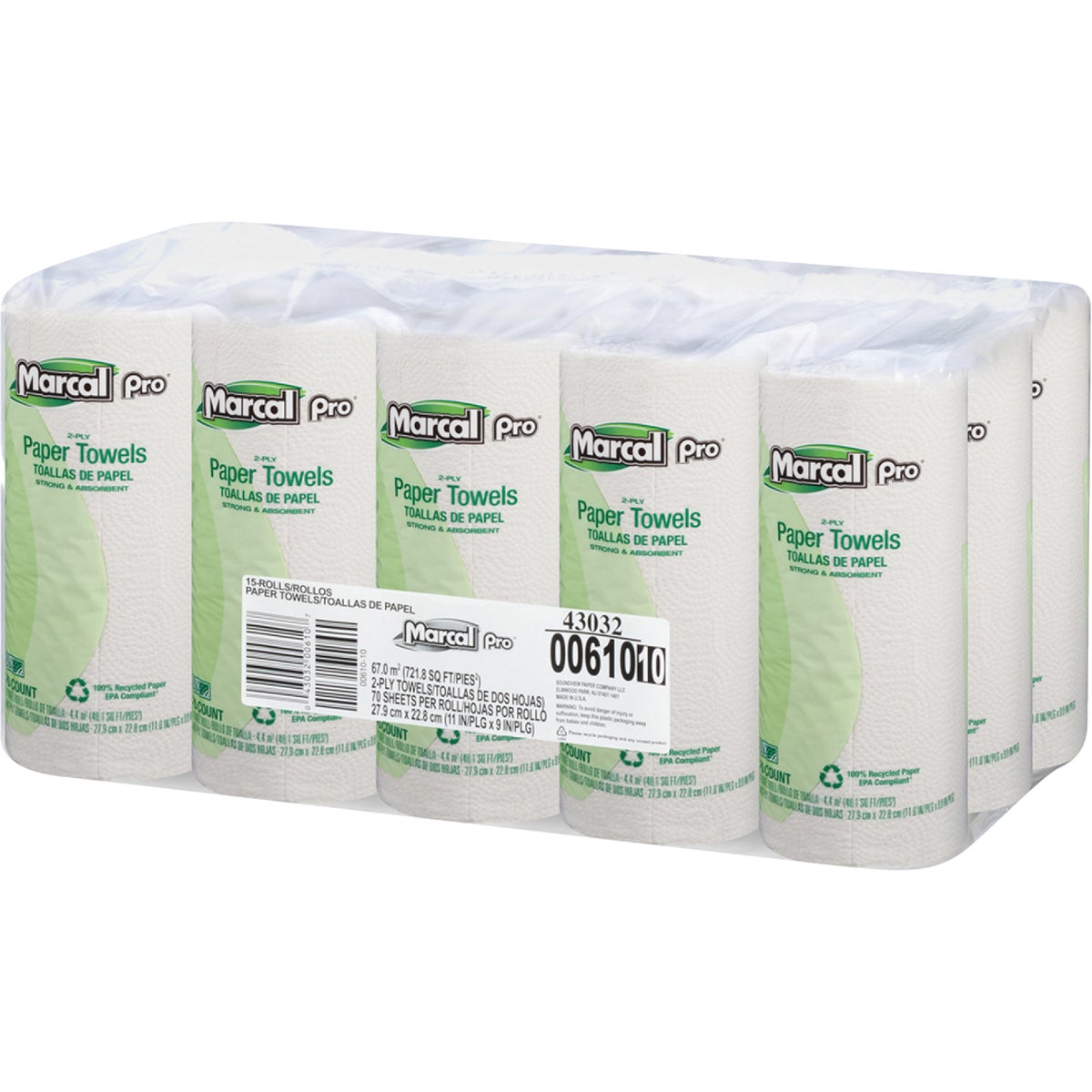 Marcal Pro Recycled Paper Towel (15 Roll)