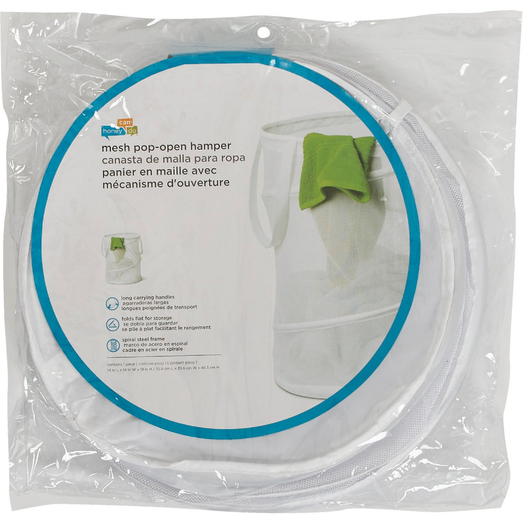 Honey Can Do 19 In. x 14 In. Dia. White Mesh Pop Open Hamper