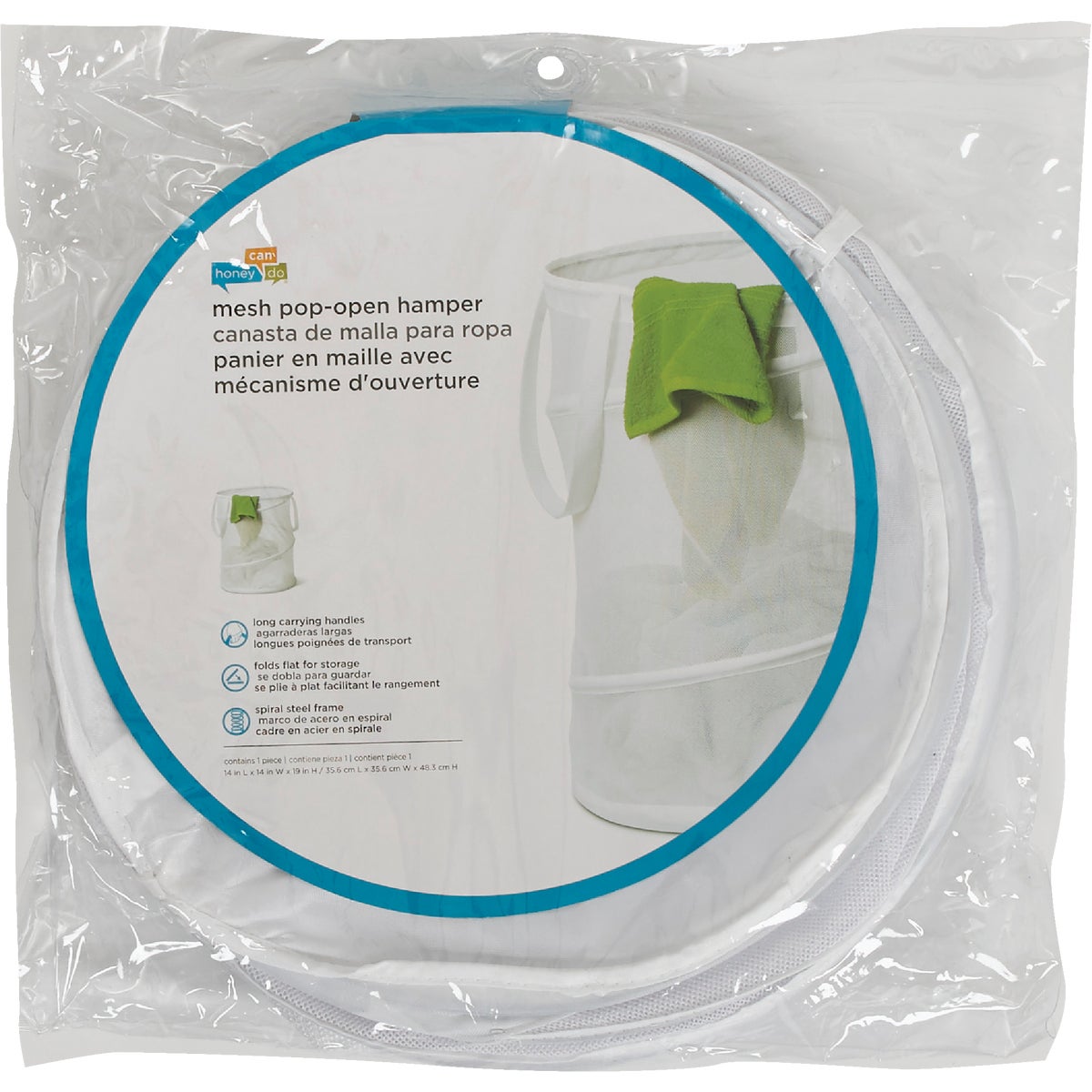 Honey Can Do 19 In. x 14 In. Dia. White Mesh Pop Open Hamper
