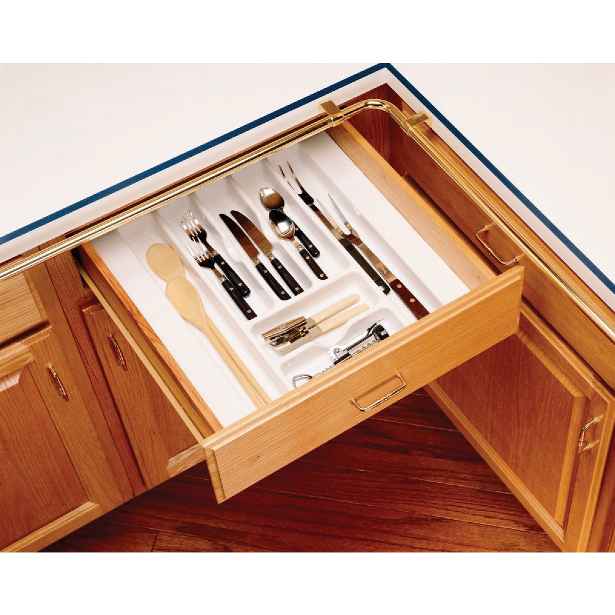 Rev-A-Shelf Trim-To-Fit White Cutlery Tray Organizer