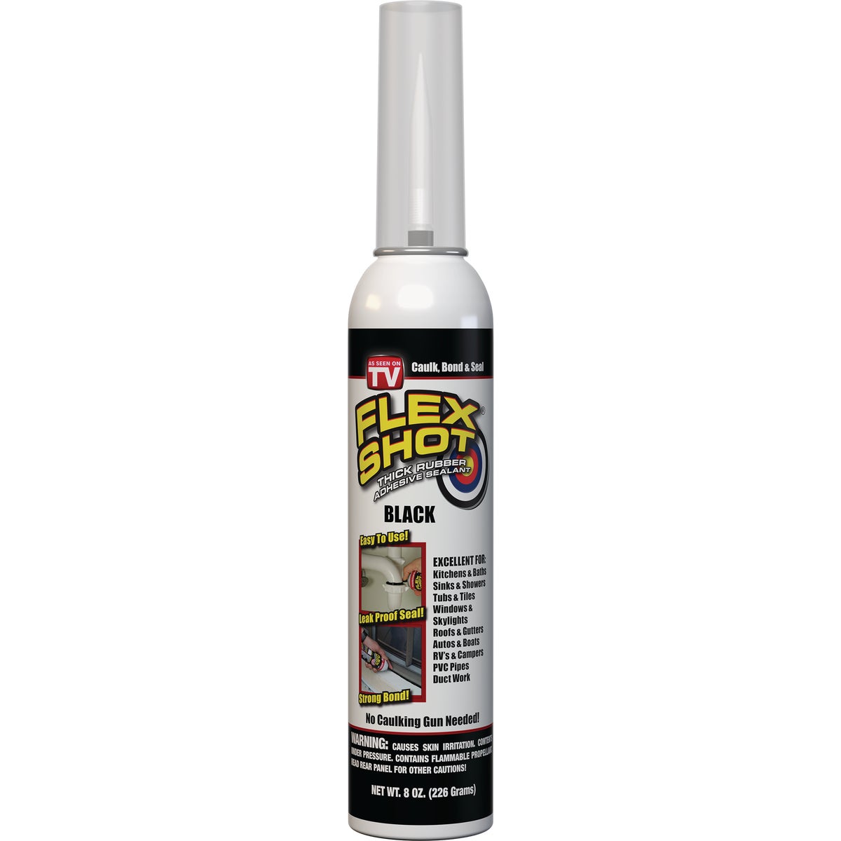 FLEX SHOT 8 Oz. Adhesive Rubber Sealant, Black