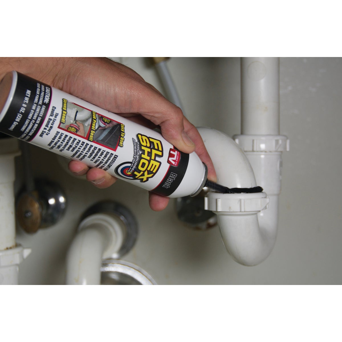 FLEX SHOT 8 Oz. Adhesive Rubber Sealant, Black