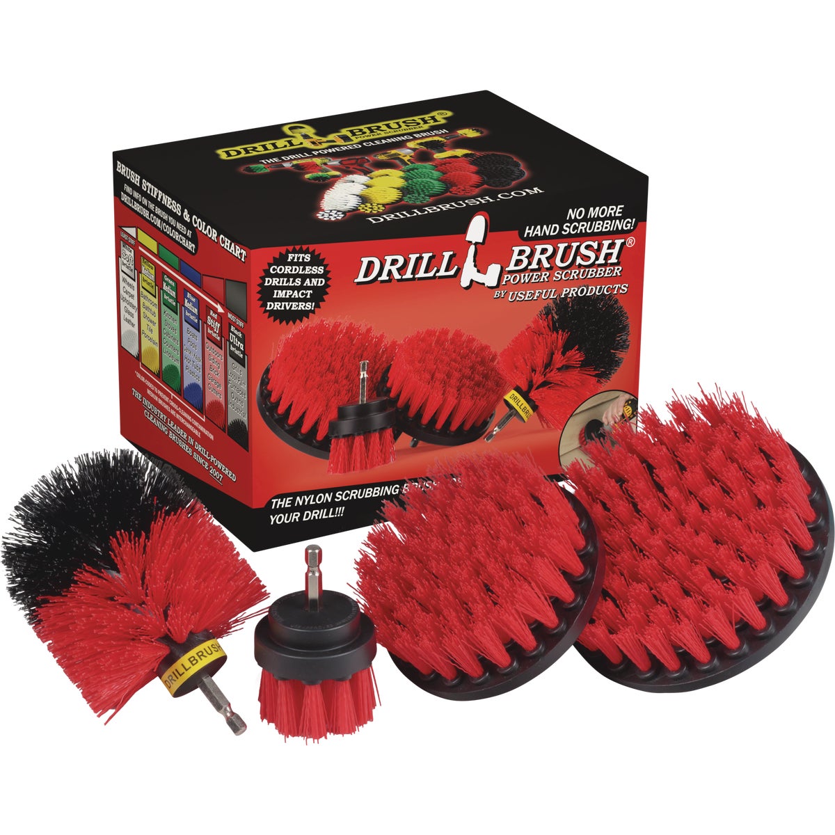 Drillbrush Patio & Garden Stiff Red Drill Brush (4 Piece)