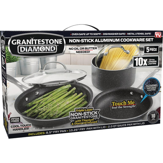 GraniteStone Diamond 5-Piece Non-Stick Aluminum Cookware Set