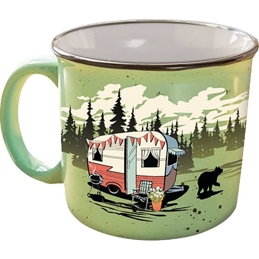 Camp Casual 15 Oz. Beary Green Ceramic Coffee Mug