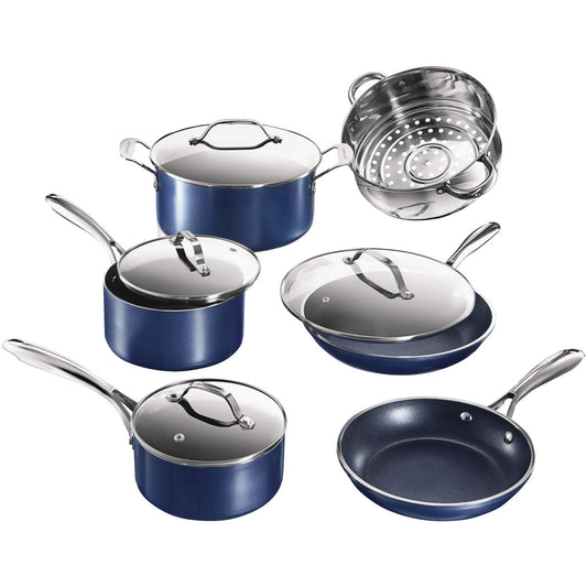 GraniteStone Diamond Blue Non-Stick Cookware Set (10-Piece)