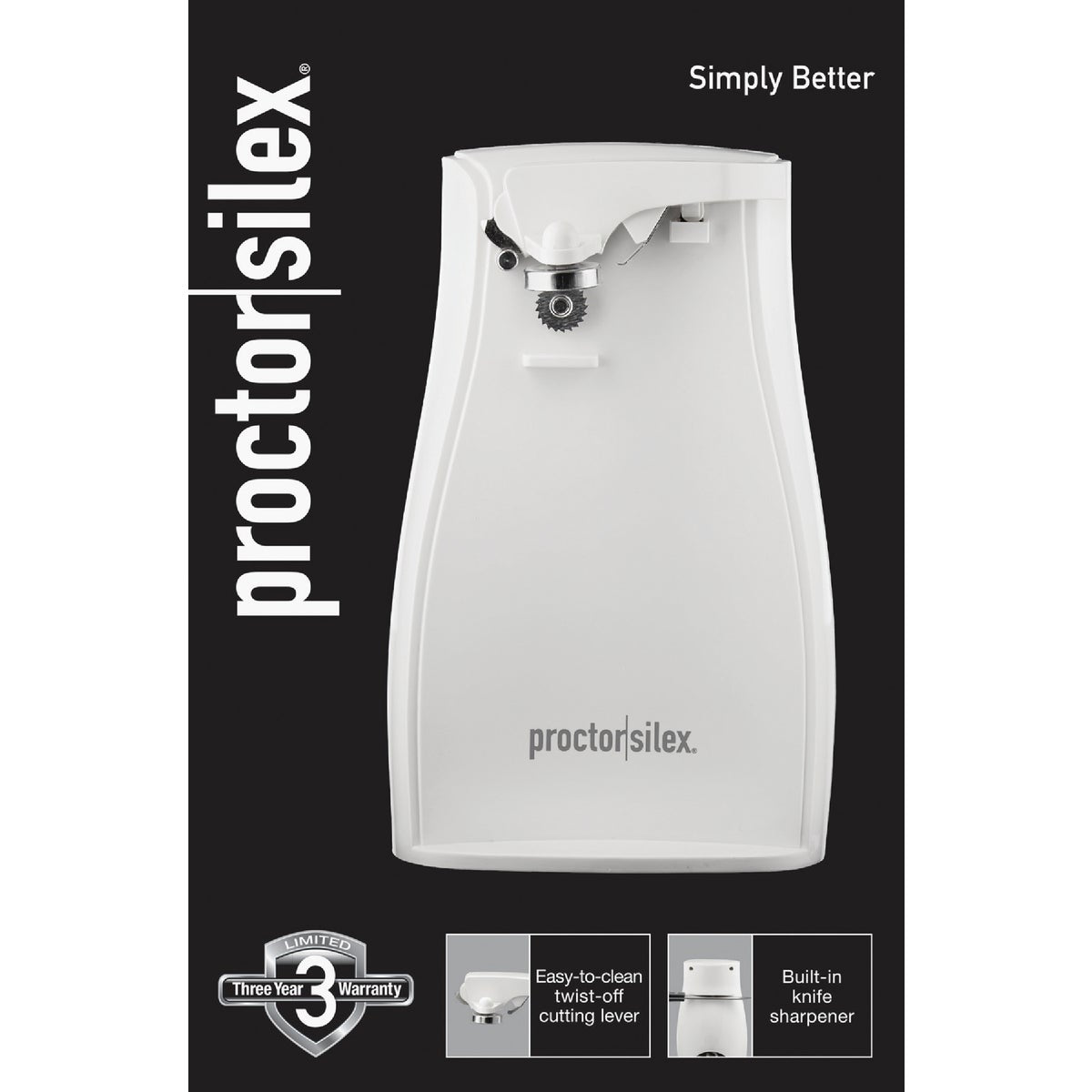 Proctor Silex Power Opener White Electric Can Opener