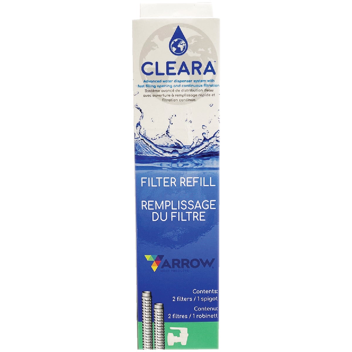 Arrow Cleara Water Filtration System Replacement Filters (2 Filters & 1 Spigot)