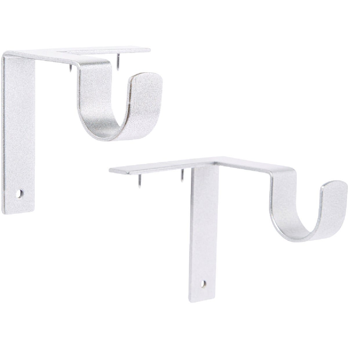 Kwik-Hang 1 In. x 3 In. Projection Silver Curtain Rod Bracket (2-Pack)