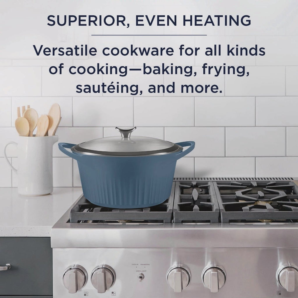 CorningWare 5.5 Qt. Cast Aluminum Blue Dutch Oven with Lid