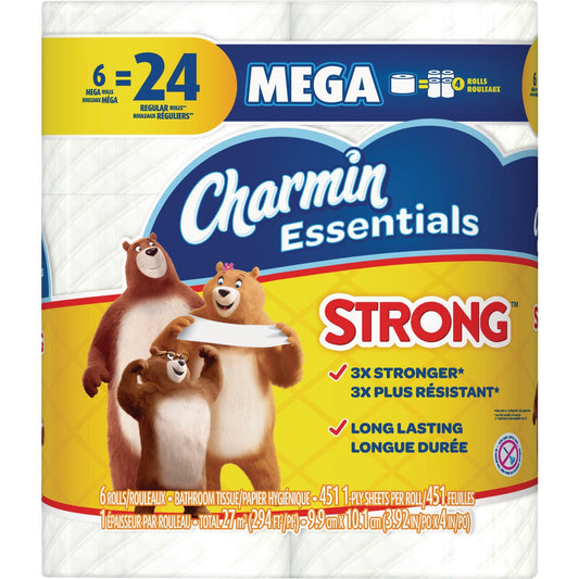 Charmin Essentials Strong Toilet Paper (6 Mega Rolls)