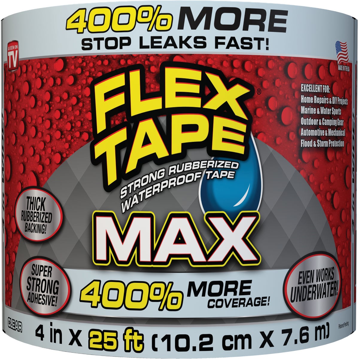 Flex Tape Max 4 In. x 25 Ft. Repair Tape, Clear