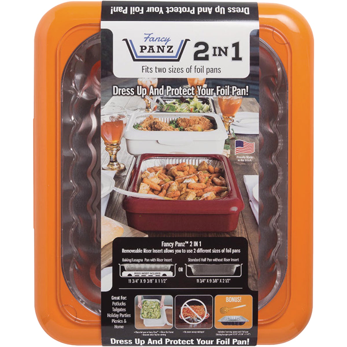 Fancy Panz 9.38 In. W. x 11.75 In. L. Orange 2-In-1 Foil Pan Baking Carrier