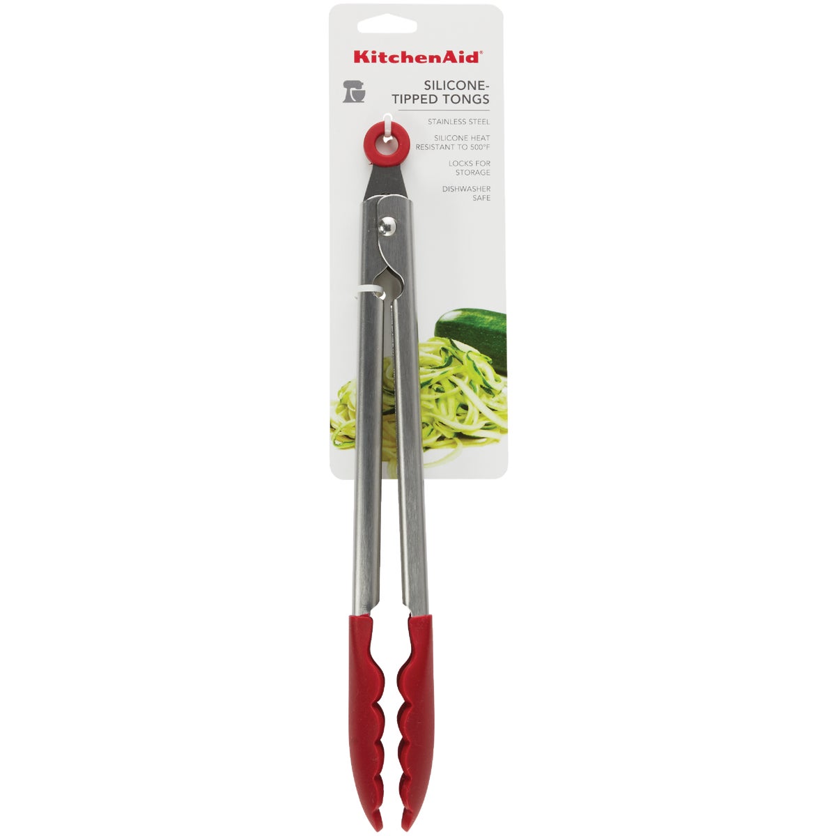 KitchenAid 11.5 In. Gourmet Red Silicone Tip Stainless Steel Tongs