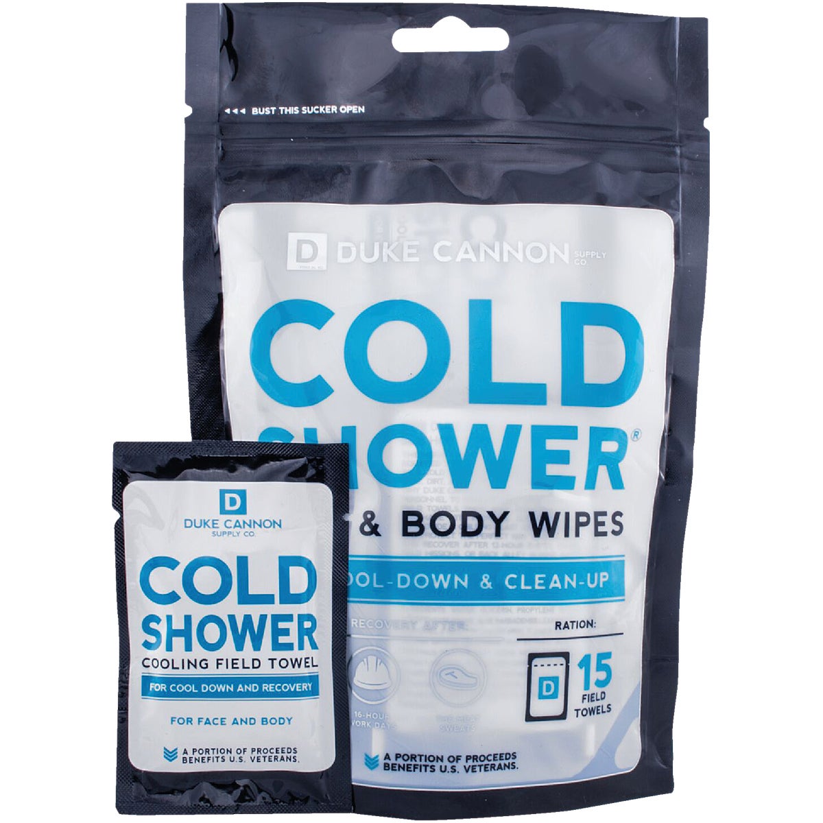 Duke Cannon Cold Shower Face & Body Wipe (15 Count)