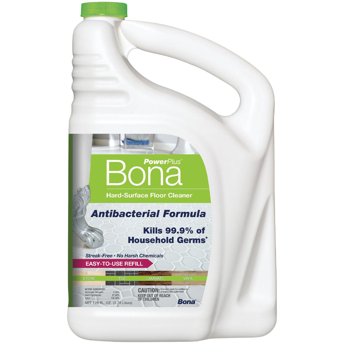 Bona PowerPlus 128 Oz. Hard-Surface Anti-Bacterial Floor Cleaner Refill