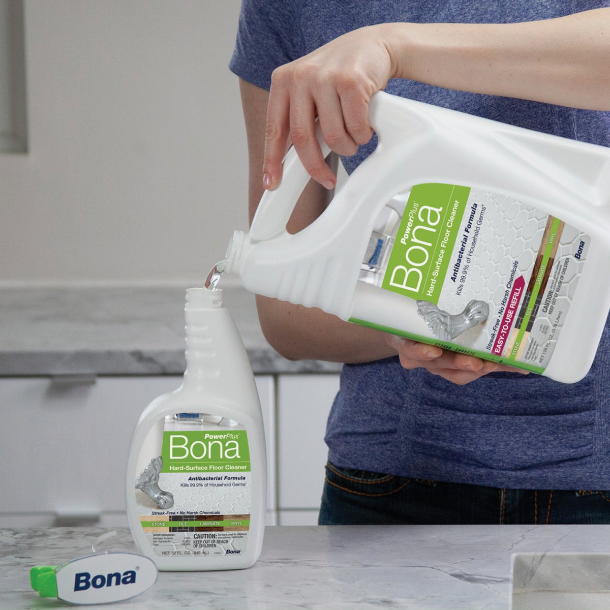 Bona PowerPlus 128 Oz. Hard-Surface Anti-Bacterial Floor Cleaner Refill