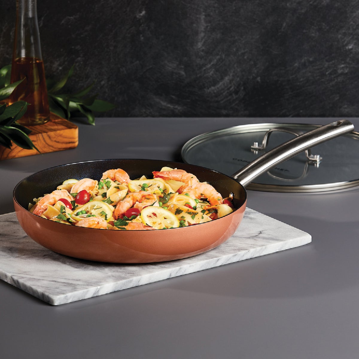 Copper Chef Black Diamond 12 In. Round Fry Pan with Glass Lid