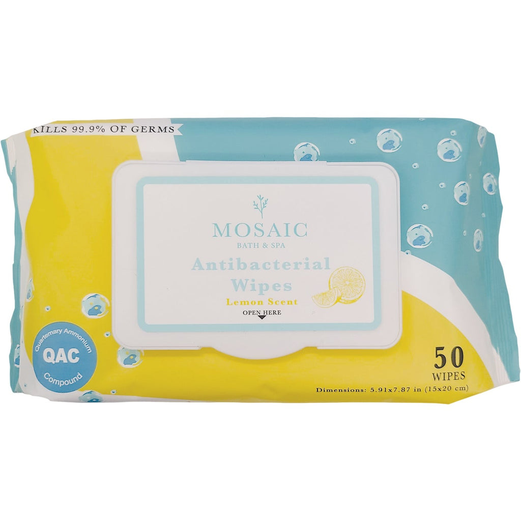 Mosaic Lemon Scented Antibacterial Hand Cleaning Wipe (50-Pack)