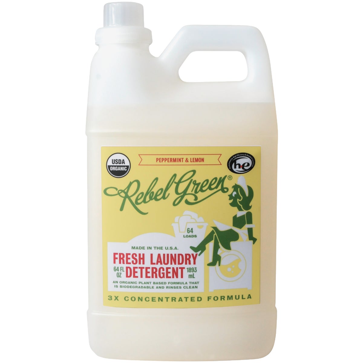 Rebel Green 64 Oz. 64-Load Peppermint & Lemon Laundry Detergent