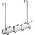iDesign Bruschia Brushed Nickel Over-The-Door 4-Hook Rail