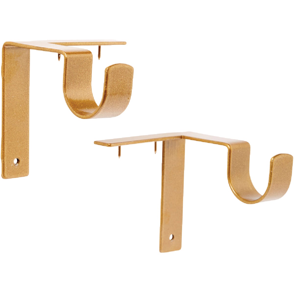 Kwik-Hang 1 In. x 3 In. Projection Gold Curtain Rod Bracket (2-Pack)