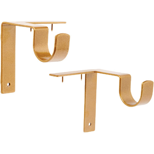 Kwik-Hang 1 In. x 3 In. Projection Gold Curtain Rod Bracket (2-Pack)