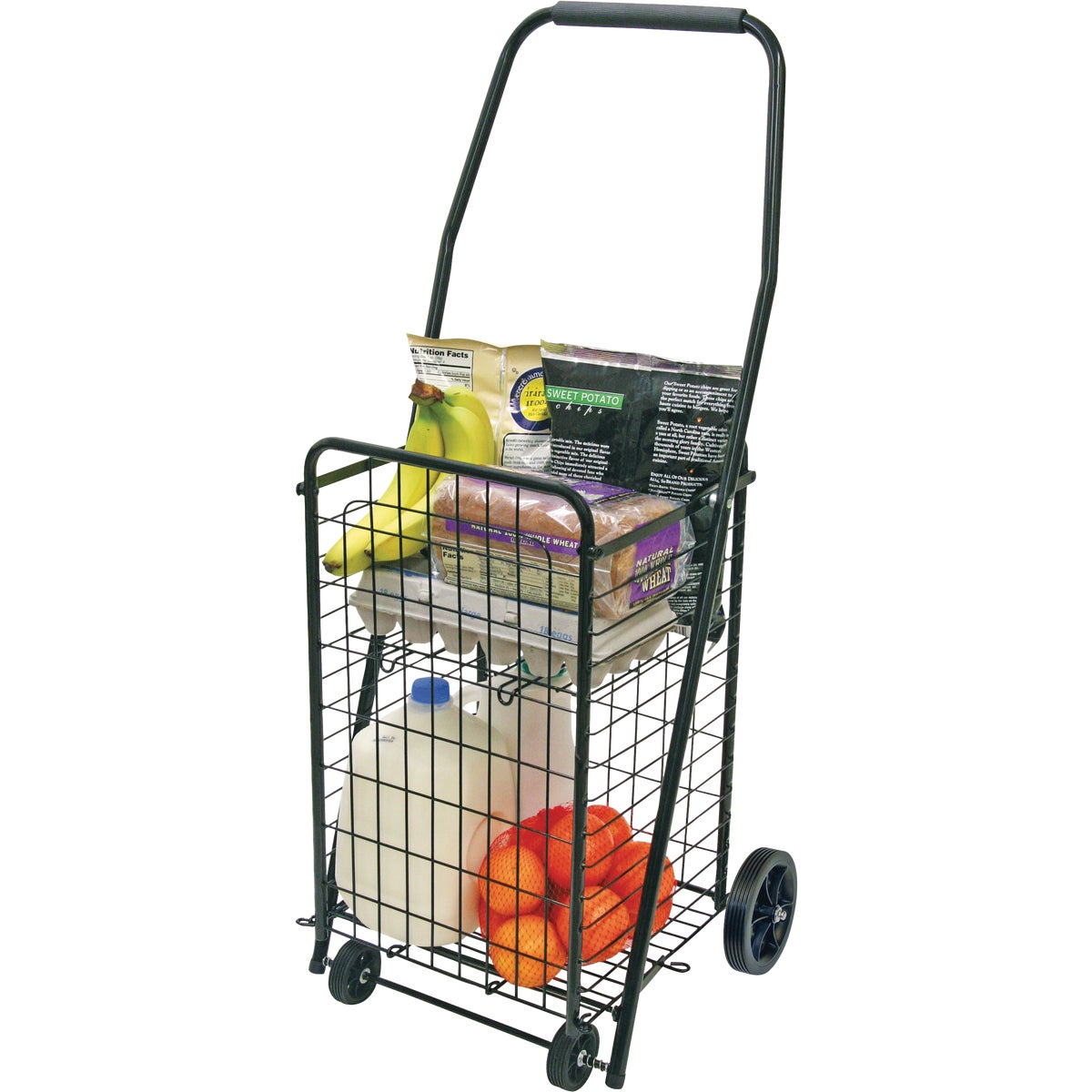 Helping Hand Pop 'N Shop 4-Wheel Black Utility Cart With Shelf