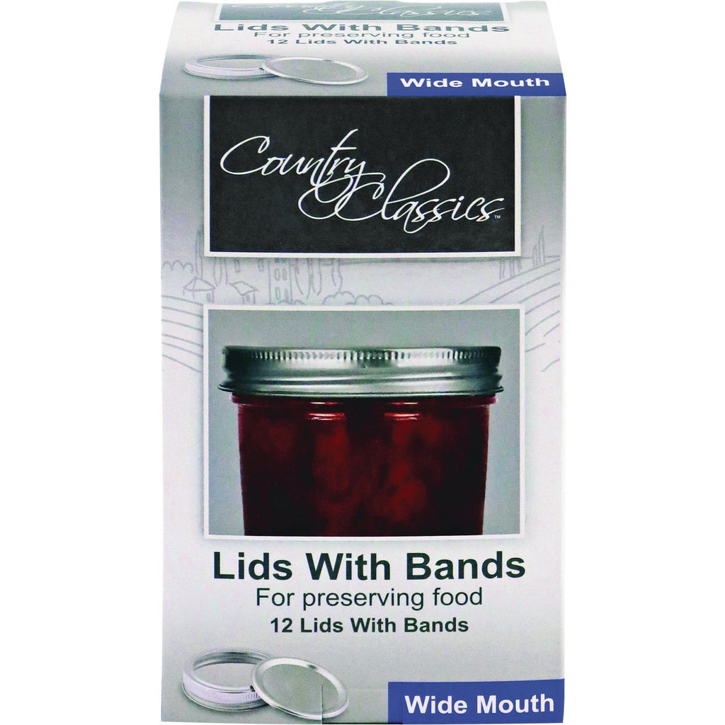 Country Classics Wide Mouth Canning Jar Lids & Bands (12-Count)