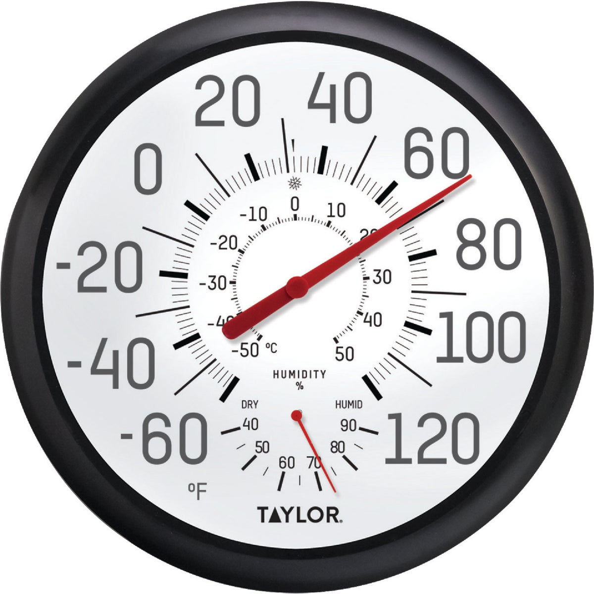 Taylor Fahrenheit & Celsius Analog -60 To 120 F, -50 to 50 C Hygrometer & Thermometer