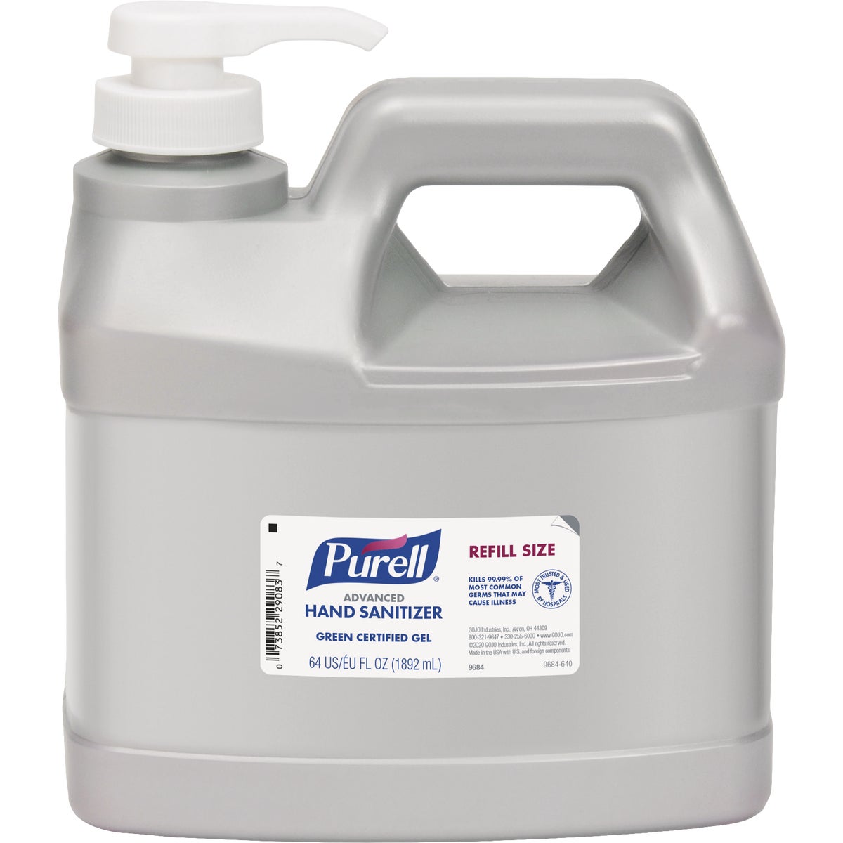 Purell 64 Oz. Advanced Instant Hand Sanitizer Green Certified Gel Pump Refill Station