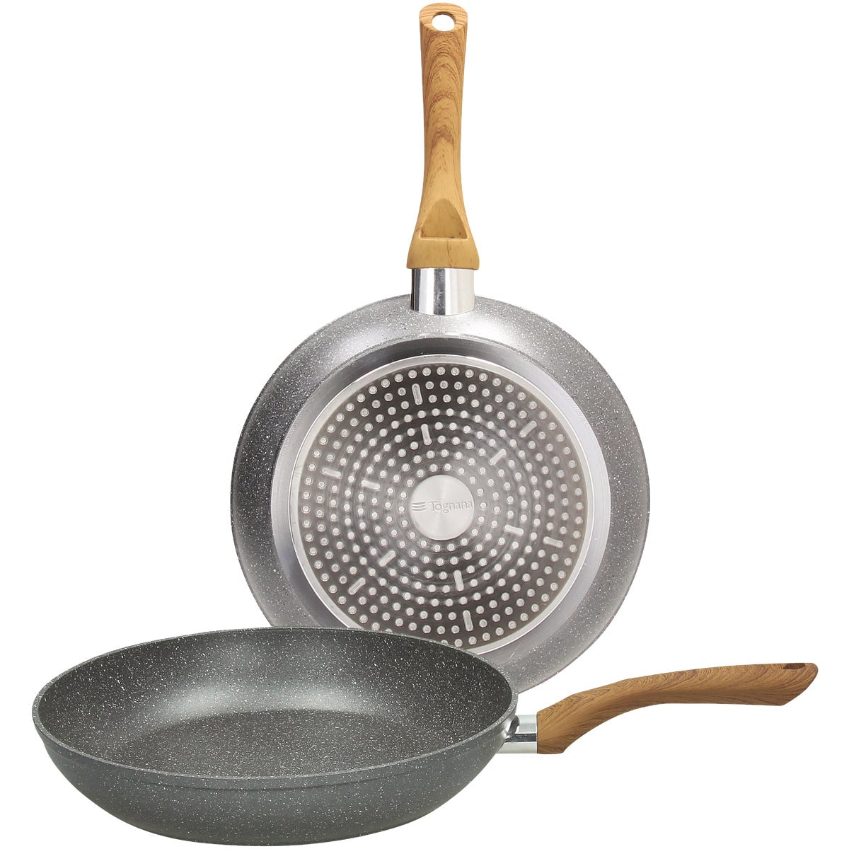 Tognana Wood & Stone Gray Metallic Frying Pan Set (2-Piece)