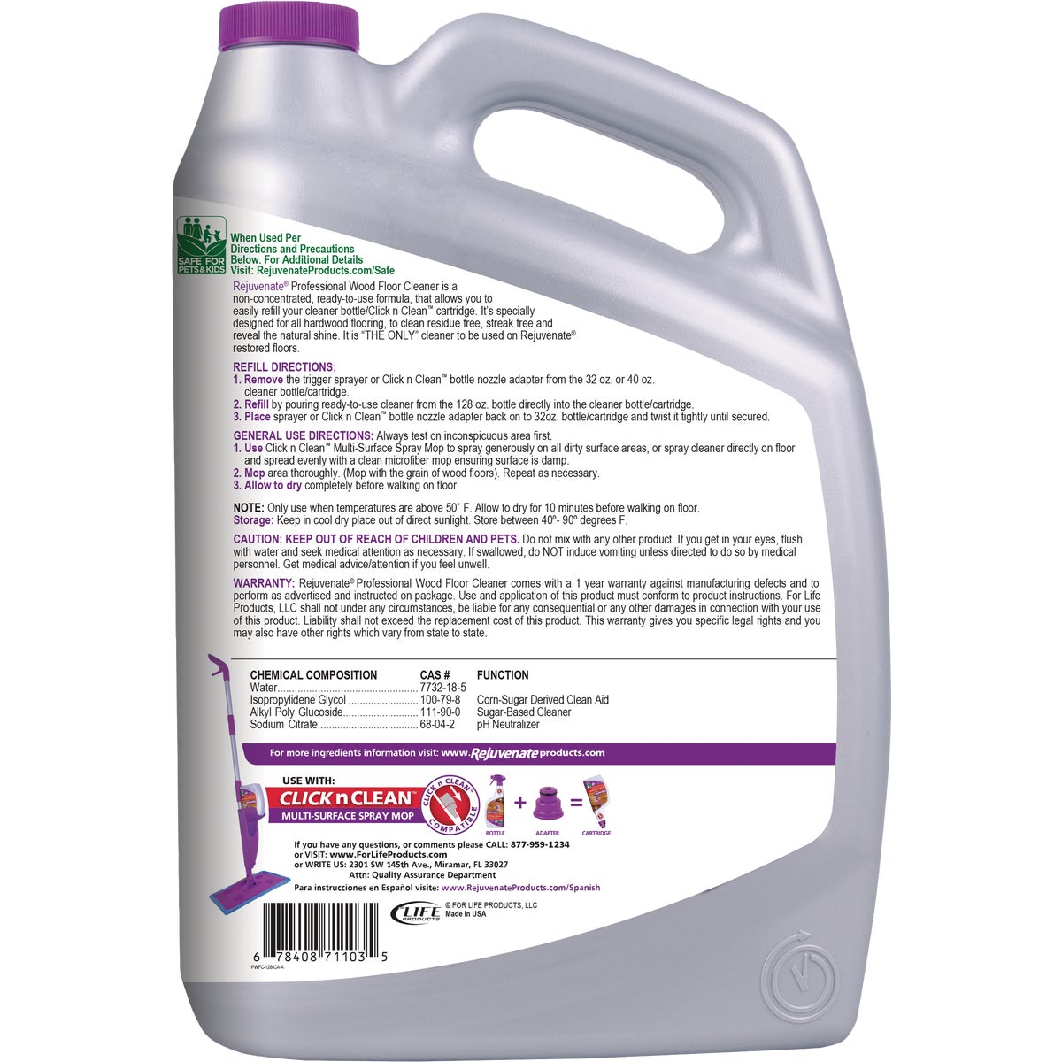 Rejuvenate 128 Oz. Professional Wood Floor Cleaner Refill