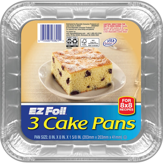 EZ Elegance 8 In. Square Cake Pan (3-Count)