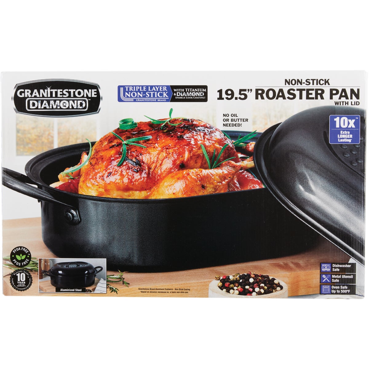 GraniteStone Diamond 19.5 In. Non-Stick Covered Roaster