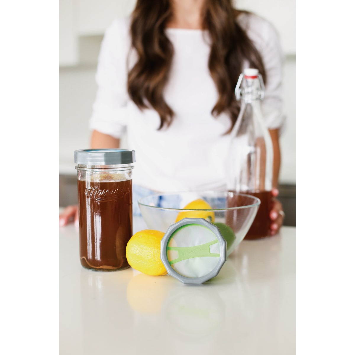 Masontops Wide Mouth Mason Jar Kombucha Brew Starter Kit (5-Piece)