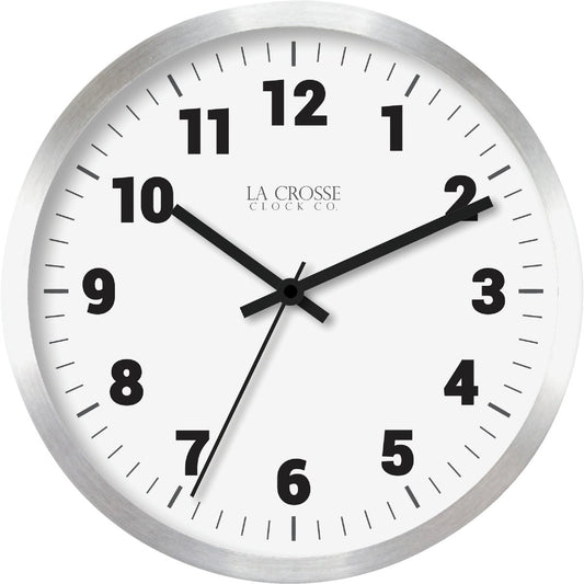 La Crosse Technology Round Brushed Silver Metal Wall Clock