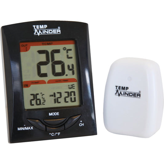 Minder Research Temp Minder 1-1/4" W x 4" H Plastic Wireless Indoor & Outdoor Thermometer