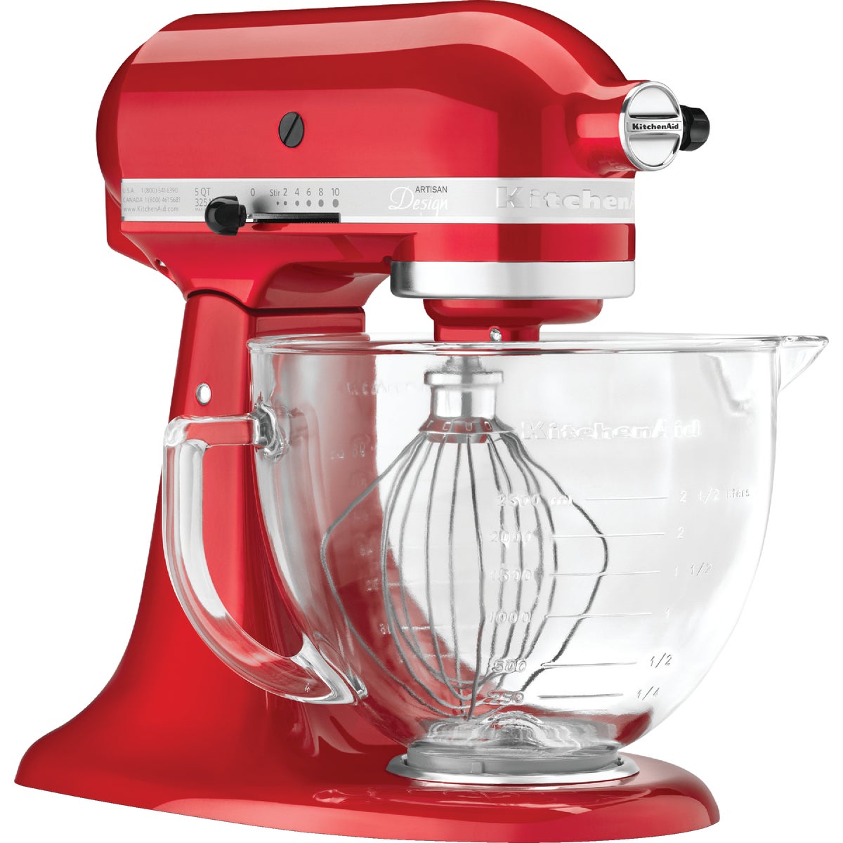 KitchenAid Artisan Series 10-Speed Red Stand Mixer With Glass Bowl