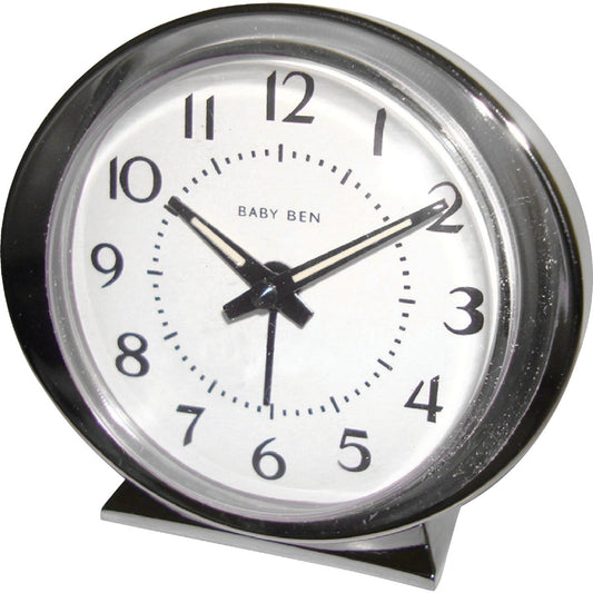 Westclox Baby Ben Silver Classic Style Battery Operated Alarm Clock